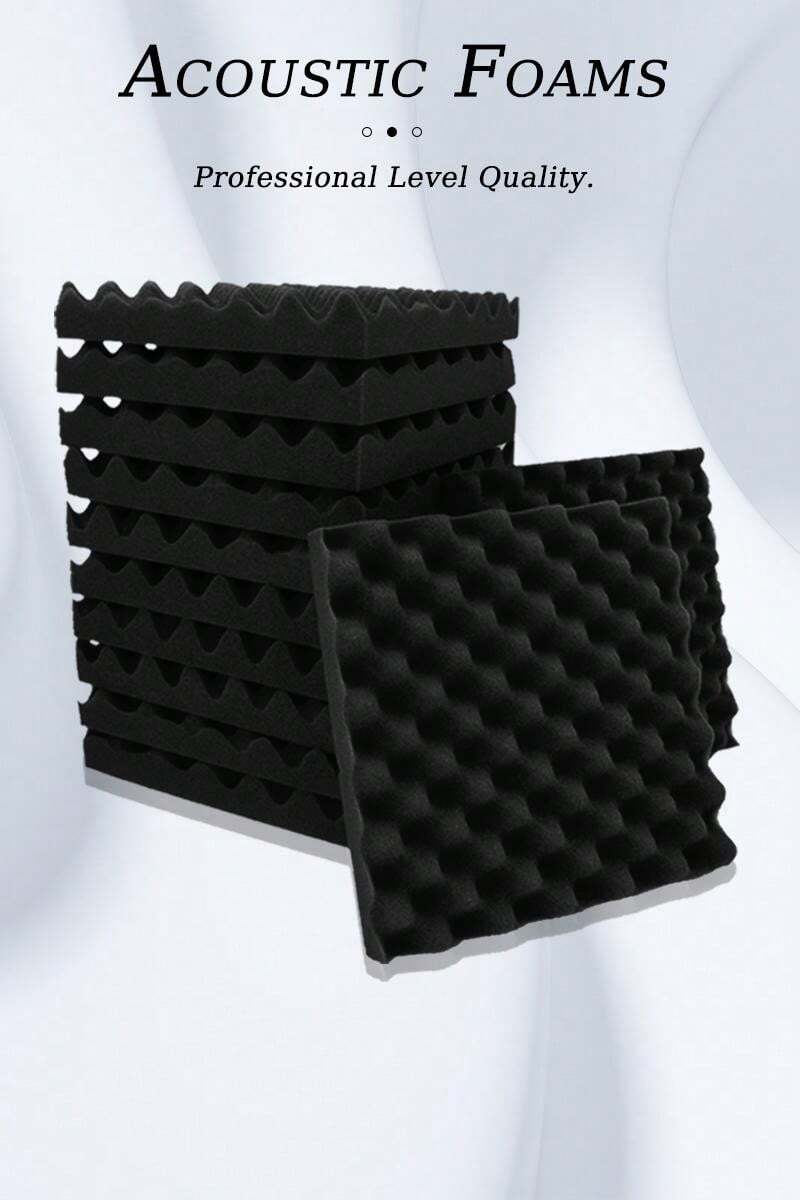 TOUO 6/12/24 Pcs Egg Crate Acoustic Foam Fireproof Soundproofing Foam