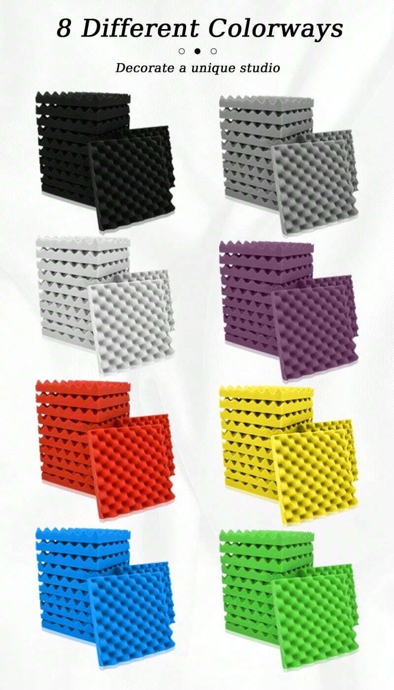 TOUO 6/12/24 Pcs Egg Crate Acoustic Foam Fireproof Soundproofing Foam