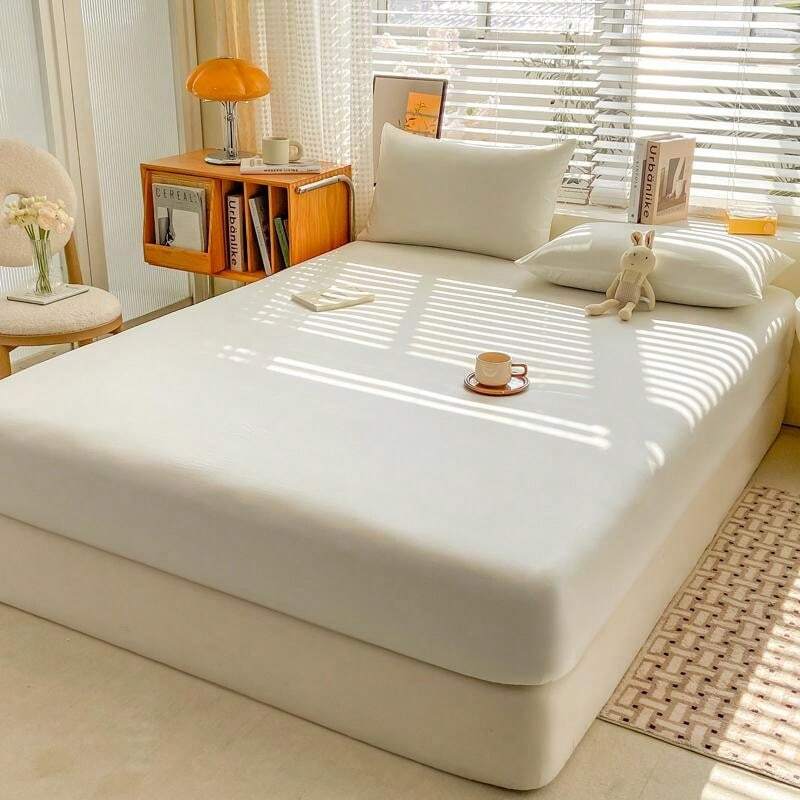 1pc New Cotton Solid CloudShaped Fitted Sheet, Macaron Colors, Soft