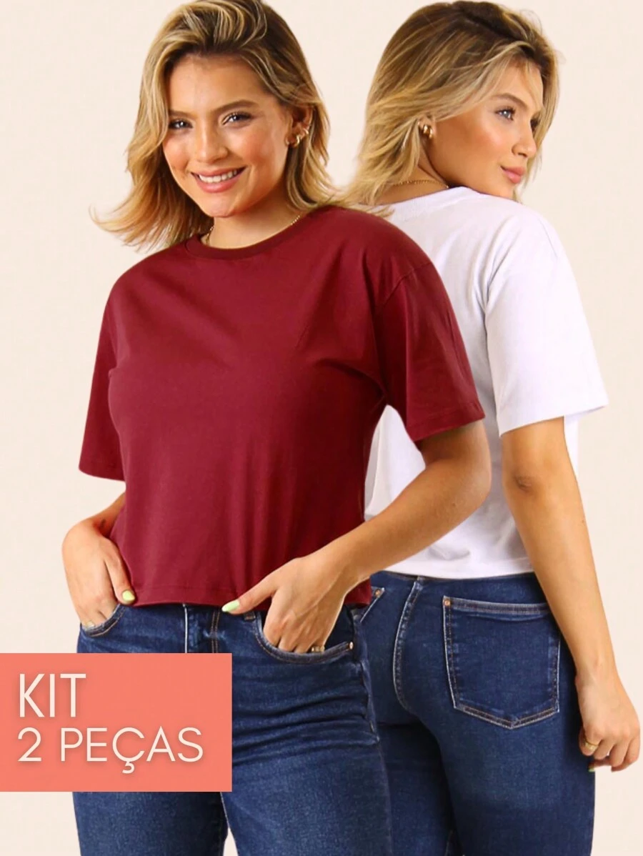 Women T-Shirts - Trắng và đỏ tía - Xem 1