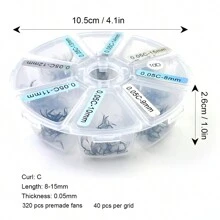 320入組預製眼睫毛扇形束 10D 8-15mm長度 0.05厚度 C卷曲 眼睫毛延長 手工製作 鬆散填充式睫毛 多種選擇 沙龍使用（8個方塊，每個40個，輕盈的羽毛睫毛，請小心不要弄丟它們。） - 黑色 - 查看 10