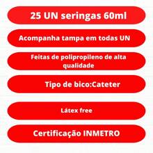 Seringa 60ml Bico Cateter Com Tampa - 25 Unidades Capacidade em volume 60 mL
