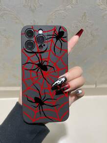 1 carcasă moale, neagră, anti-cădere, păianjen roșu, la modă, compatibilă cu diverse modele de smartphone, inclusiv Iphone și Huawei, Xiaomi, Redmi, Samsung etc.