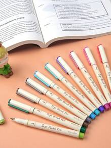 WRITECH Arts Sign Brush Pen Brush Tip Marker Felt Tip Water Based Ink Color Pens 12 Assorted Colors Great For Lettering Journaling Calligraphy - 鲜艳的 - 查看 4