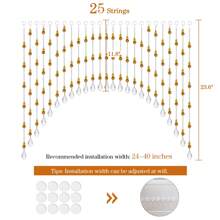 Arch Crystal Glass Beaded Door Curtain 25/40 Strings Room Divider Decoration For Living Room Bedroom - 琥珀色 - 查看 7