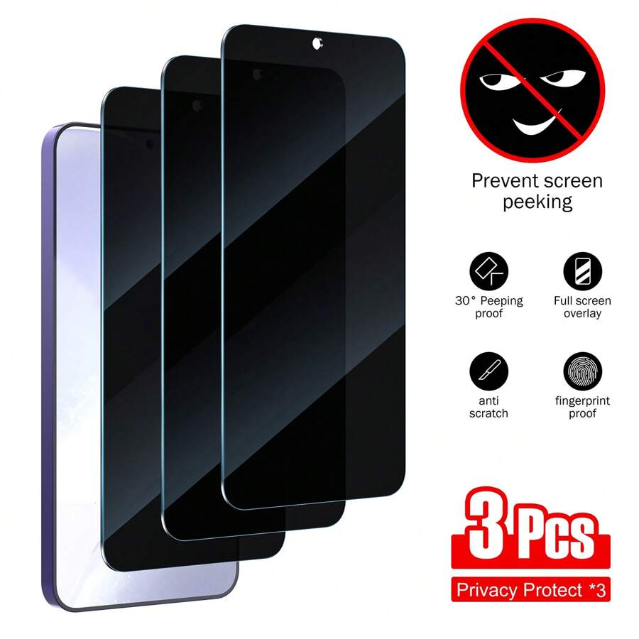 [Gói 3] Miếng dán bảo vệ màn hình riêng tư tương thích với dòng Galaxy A/S, Miếng dán kính cường lực chống nhìn trộm tương thích với Galaxy A15 5G/A14 5G/S24/S24 Plus/S24 Ultra/S23/S23 Plus/S23 Ultra, Độ cứng 9H, HD, Không có bong bóng, Thân thiện với ốp lưng - Đồng - Xem 1