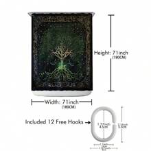 1片印花淋浴簾,防水而且可機洗,內附12個塑料掛鉤,適用於浴室隔離、浴缸蓋和浴室裝飾 - 彩色 - 查看 2