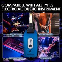 Wireless Guitar System Transmitter Receiver 2.4GHz Built-In Rechargeable Lithium Battery Digital For Electric Guitar Bass - Blue - View 8