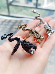 1pc Vintage Fierce Dinosaur Alloy Ring, Jewelry For Everyday, Party, Halloween