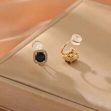 1對男女不用打洞夾式耳環,時尚未刺穿耳洞的圓環耳環,方形設計,韓版,無過敏性珠寶 - 彩色 - 查看 7