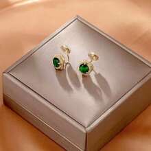 1對男女不用打洞夾式耳環,時尚未刺穿耳洞的圓環耳環,方形設計,韓版,無過敏性珠寶 - 彩色 - 查看 6