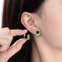 1對男女不用打洞夾式耳環,時尚未刺穿耳洞的圓環耳環,方形設計,韓版,無過敏性珠寶 - 彩色 - 查看 4