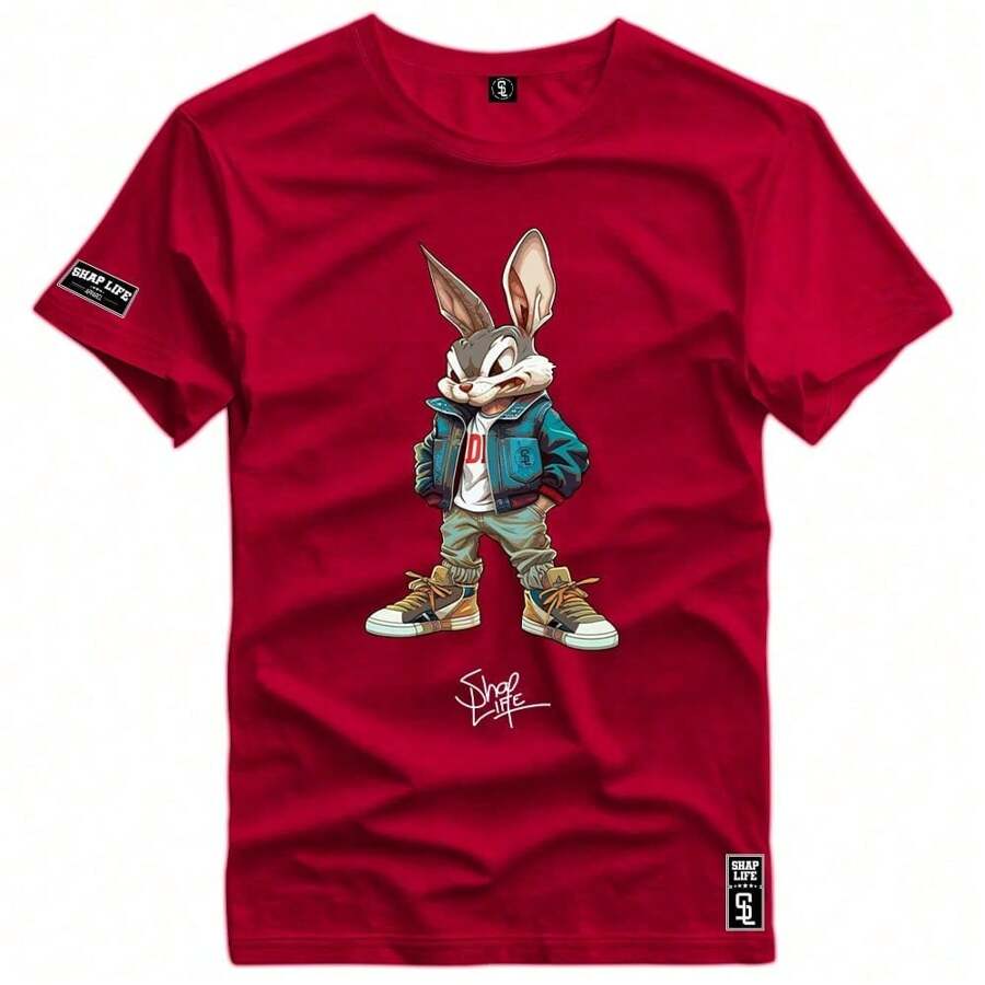 Men T-Shirts - 紫紅色 - 查看 1