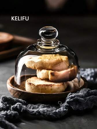 1pc/2pcs Mini Dessert Tray With Lid, Dessert Plate, Mousse Trays, Cake Pans, Wooden Trays With Glass Covers, For Home Kitchen Restaurant Party Wedding, Table Decors, Kitchen Supplies,Kitchen,Christmas Gift