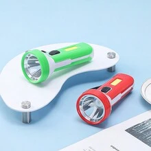 1入組2節aa電池驅動的led手電筒,3030燈珠,適用於遠足和露營探險,便攜塑料手電筒,綠色 - 綠色 - 查看 1