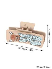 1 件西部复古牛仔仙人掌字母牛头皮革和塑料女士发爪夹，发爪 - 彩色 - 查看 5