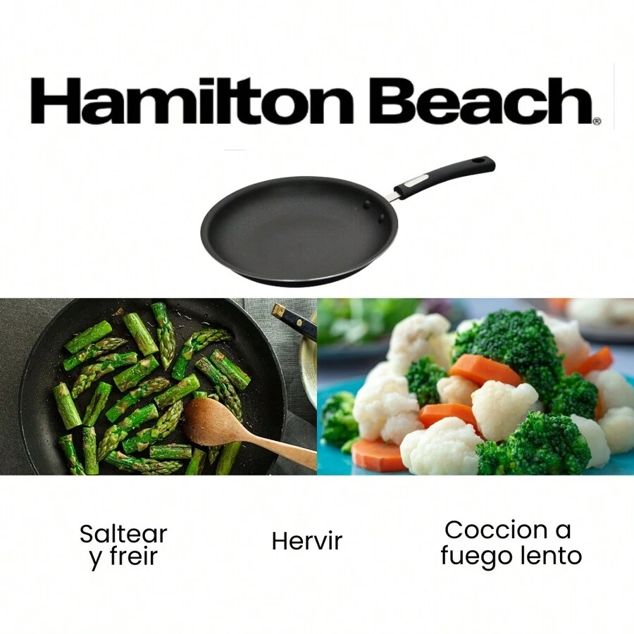Sarten Aluminio Inoxidable Hamilton Beach 12¨extra Delgado - Negro - Ver 1