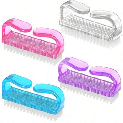 4pcs Manicure Tools, Nail Brush Set Including Trapezoid Acrylic Brush, Nylon Brush, Nail Brush, And Dust Cleaning Brush