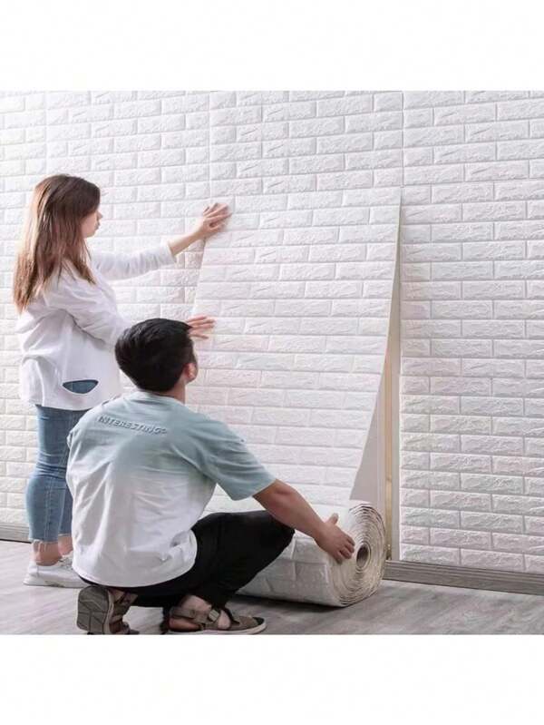 Pegatina de pared 3D de 70 cmx1/2/3/5/10m, imitación de ladrillo, impermeable y autoadhesiva, para decorar la habitación, la sala de estar, el telón de fondo de TV. Artículos de decoración de primavera para renovar su hogar, pegatinas de decoración Rama.