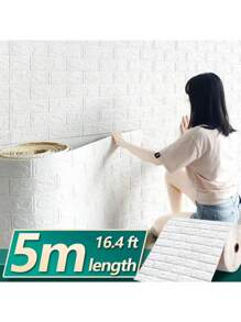 70cmx1/2/3/5/10m 3D墙贴仿砖卧室防水自粘DIY墙纸客厅电视背景装饰、装修贴纸可撕墙板、墙纸、壁纸、春季装饰用品让您的家焕然一新、拉玛装饰贴纸