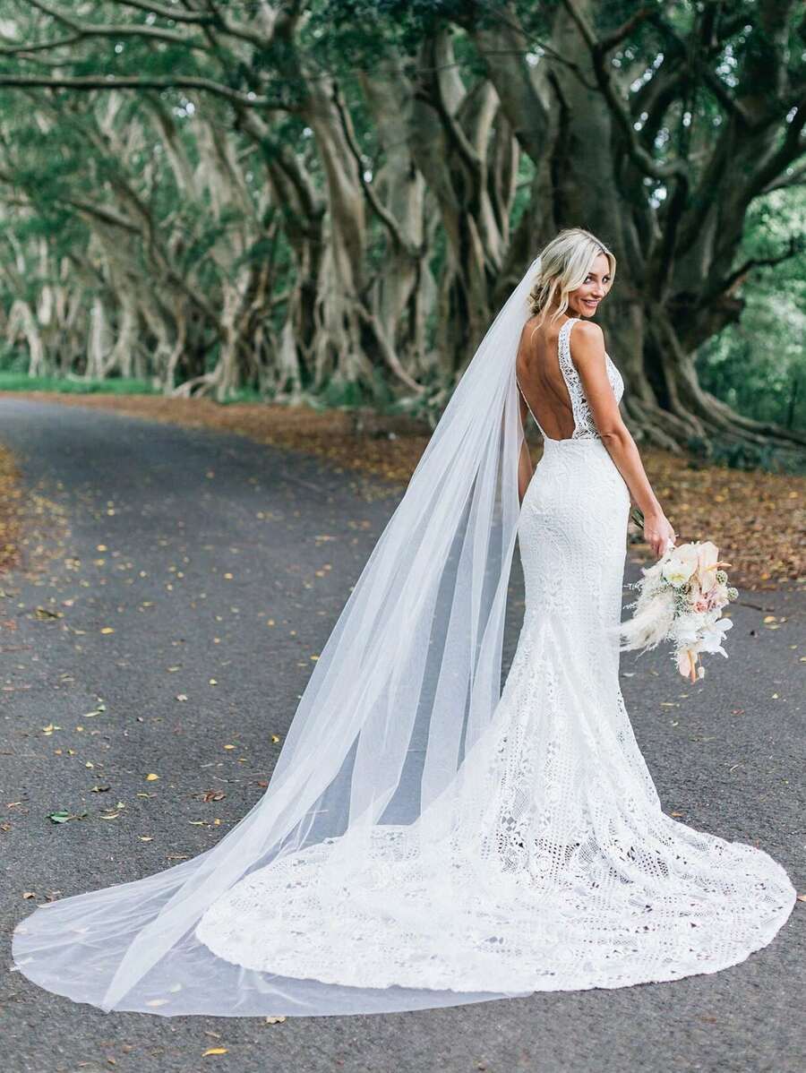 1pc Cathedral Length 3 Meter Simple Plain Soft Tulle Wedding Bridal Veil With Metal Comb For Wedding Party White Ivory Fall Clothes For Women