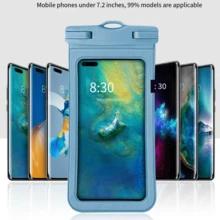 1pc Swimming Waterproof Phone Case, Transparent Pvc Floatable Diving Bag With Sealed Enclosure Pool Bag - Blue - View 3