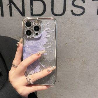 Fashionabel Gradient Färg Fjäril Mjukt Telefonfall För kvinnor , Galvaniserad Kollisionsskydd Skyddande hölje , Kompatibel med Olika HUAWEI Och Telefon modeller ( I Kinesisk )