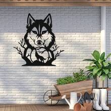 1pc Wolf Sign, Metal Wall Art, Animal Sign Decoration For Living Room, Wolf Lovers Indoor Outdoor Home Decor Gift - Black - View 3