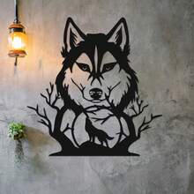 1pc Wolf Sign, Metal Wall Art, Animal Sign Decoration For Living Room, Wolf Lovers Indoor Outdoor Home Decor Gift - Black - View 8