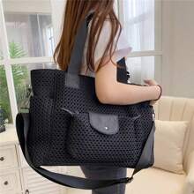 Short Trip Mesh-handväska för damer, lätt axelväska, crossbody-väska, axelväska för skolan - Svart - Visa 2