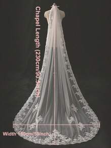 1 Pc Women 1 Tier Length 2.3 Meter Lace Wedding Bridal Veil With Metal Comb For Wedding Party White Ivory Valentine's Day Valentines