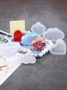 1 件树脂名片夹硅胶模具，半圆形、花朵、云朵、彩虹、六边形和心形，用于 DIY 装饰品制作 - 白色 - 查看 4