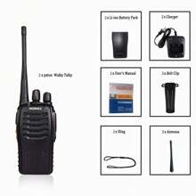 2 Pcs Rechargeable Walkie Talkie Radios, With Hands-Free - Black - View 2