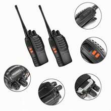 2 Pcs Rechargeable Walkie Talkie Radios, With Hands-Free - Black - View 4