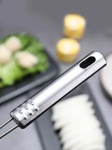 1 Pieza/3 Piezas Colador De Acero Inoxidable Con Mango, Herramienta De Cocina Multiusos Para Freír Y Filtrar - Plateado - Ver 6