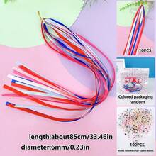 [ 110 件套 ] 10 件儿童编织彩色绳、女孩编织头带、辫子头带、节日表演彩色头带、100 个小橡皮筋 - 彩色 - 查看 25