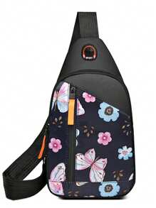 [圣诞节] 男士运动胸前斜挎包，时尚单肩包，全牛津布休闲骑行背包时尚休闲户外圣诞节感恩节秋季旅行字母印花涂鸦印花男士礼物徒步旅行徒步旅行礼物学生大容量多功能便携爸爸礼物男友礼物搞笑礼物男士节日礼物胸包男士侧包挎包皮包流浪包臀包 - 彩色 - 查看 2