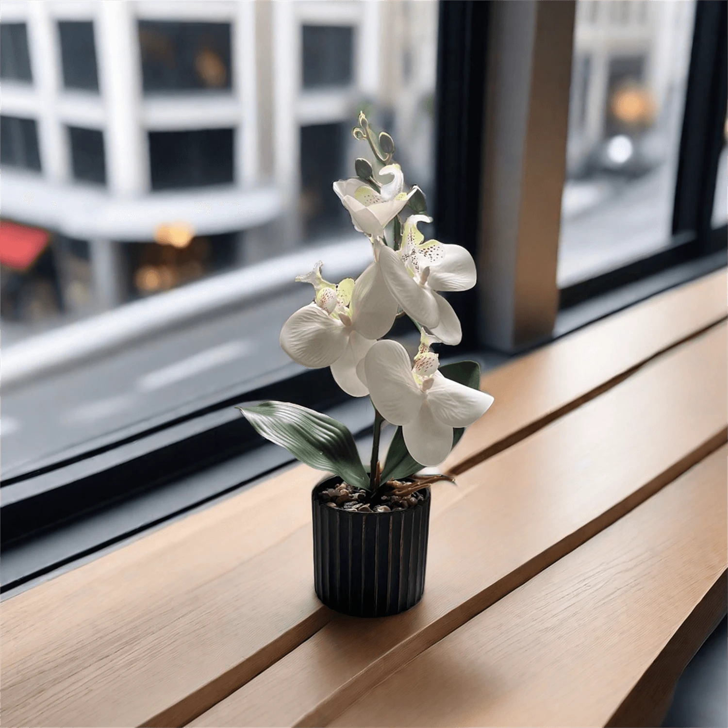 1 件人造盆栽蝴蝶兰，情人节礼物生日毕业家居装饰返校房间装饰学校用品，假植物 - 白色 - 查看 1