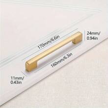 1pc Simple Matte Golden Cabinet Handle, Solid Aluminum Alloy Kitchen Cupboard Pulls Drawer Knobs Furniture Handle, Furniture Hardware With Screws - Gold - View 14