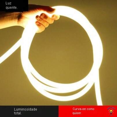 Fita De Led Neon Unicolor 12 V Com 5 Metros Bivolt Super Flexivel Resistente A Agua Com Ou Sem Fonte