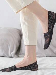 5 pares de calcetines náuticos de encaje para mujer, calcetines invisibles con silicona antideslizante, de escote bajo, de estilo y versátil