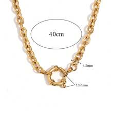 1 pieza Collar con colgante en forma de O de cadena de acero inoxidable con cierre de resorte, para mujer, adecuado para citas, fiestas y trabajo