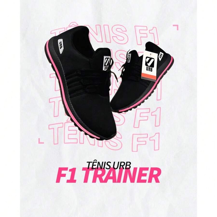 Women Sports Shoes - 黑色和粉紅色 - 查看 1