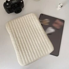 Einfacher einfarbiger 11 Zoll Tablet Schutzhülle mit schwarz-weißem gestreiftem Innenfutter, 14 Zoll 15,6 Zoll Laptoptasche für Frauen, Klassenzimmer Laptoptasche, Klassenzimmer Tasche, Lehrertasche, Klassenzimmer Organizer Tasche - Weiss - Übersicht 5