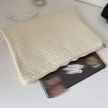 Einfacher einfarbiger 11 Zoll Tablet Schutzhülle mit schwarz-weißem gestreiftem Innenfutter, 14 Zoll 15,6 Zoll Laptoptasche für Frauen, Klassenzimmer Laptoptasche, Klassenzimmer Tasche, Lehrertasche, Klassenzimmer Organizer Tasche - Weiss - Übersicht 4