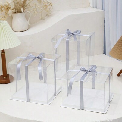 10 Inch Clear Gift Box Without Ribbons, For Birthday Party Decoration,Christmas Valentine Day