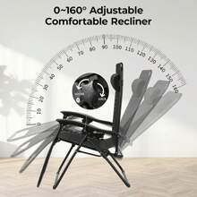 2 Piece Sun Lounger Set, Folding Recliner Chair With Adjustable Head Cushion & Backrest, Recliner For Lunch Break With Cup Holder, Ergonomic And Breathable - Black - View 3