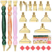 12 件金色/银色/彩色玫瑰金钻石钻头 + 1/3 件闪亮葫芦笔形塑料笔 + 6 件红胶 + 1 件塑料盒钻石画工具套件，螺纹 - 12pcs金色鑽頭 - 查看 37