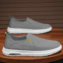 Men's Canvas Loafers Slip-On Casual Shoes, Soft Bottom For Driving - Grey - View 2