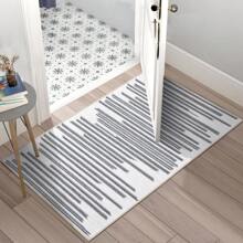 Washable Living Room Area Rug Indoor Modern Abstract Rugs Soft Non Slip Large Rugs For Bedroom Dining Room Low Pile Geometric Throw Carpet Rug Foldable Thin Rug With Stripped Lines Pattern Non Shedding Home Decor Mat For Laundry Bathroom Contemporary Kitchen Rugs - 灰色 - 查看 4